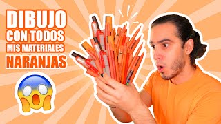 DIBUJO CON TODOS MIS MATERIALES DE COLOR NARANJAS ! Marcadores, Lapices, Acuarelas, etc HaroldArtist