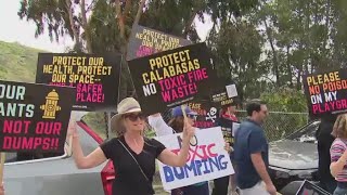 Calabasas residents protest Palisades Fire debris dumping