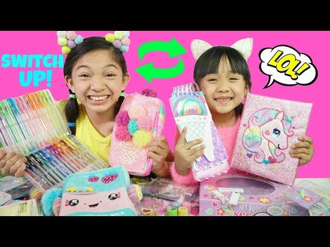 تحدي صندوق الغامض بأغراض المدرسة الجزء 2 Mystery Box Of Back To School Switch Up Challenge Vidoemo Emotional Video Unity