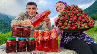 15kg of Strawberries to Cook a Drink, Jam and Pie! Saving Strawberries for Winter