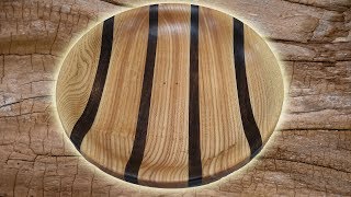 Homemade woodturning striped plate