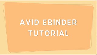 AVID eBinder Tutorial