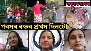 Vlog/গৰমৰ বন্ধৰ প্ৰথম দিনটো কি কি কৰিলোঁ/কচুৰে মাংসৰ সোৱাদ লগা recipe/Assamese mother diary