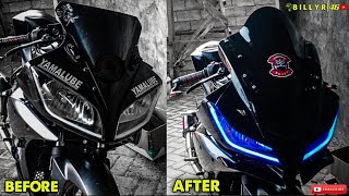 Instal headlamp tameng r15v3 di r15v2 punya subscriber, keren parah, look cooler