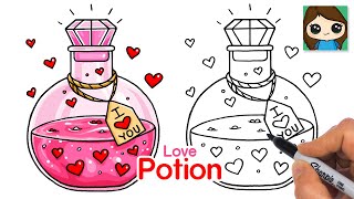 How to Draw a Bottle of Love Potion ❤️ Valentines