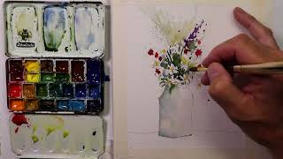 CHRIS PETRI Paints Vase & Flowers in Watercolor