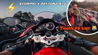 3 lakh 80 fasta  hai bhaiya 😂 Scorpio x Daytona 675 Patratu valley run 🔥