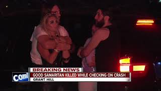 Woman checking on crash victims struck and killed on freeway