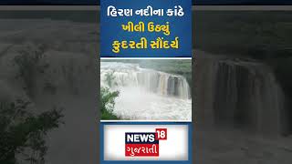 હિરણ નદીના કાંઠે ખીલી ઉઠ્યું કુદરતી સૌંદર્ય | Girnar Waterfall | Rain | News18 Gujarati #shorts