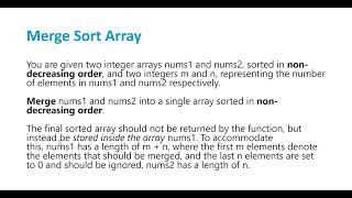 LeetCode Problem 1 : Merge Sort Array
