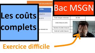 Exercice difficile de coûts complets au Bac MSGN