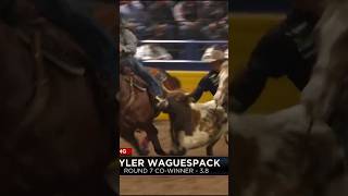 2023 NFR Round 7 Steer Wrestling Co-Winner Tyler Waguespack!