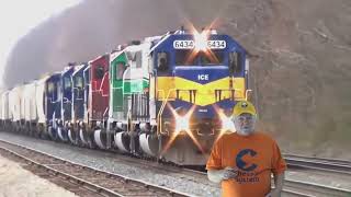 Cool CSX Heritage Unit! 2 CSX Trains Meet! Trains In The Snow and Much More!