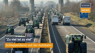 FULDA / EICHENZELL / NEUHOF: Schlepperdemo auf der Autobahn