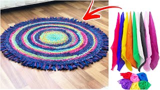 Very Easy Making Mini Carpet with Old Scarves | Making Rugs