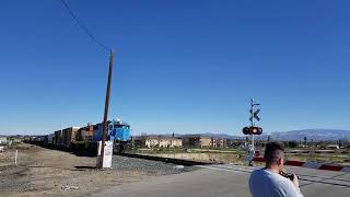 SJVR 1825 leading a train in Bakersfield