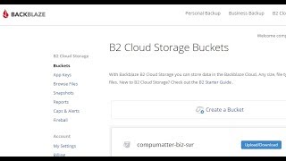 Backblaze : Creating a 'Bucket' for the Server Backup
