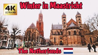 4K-Winter Sailing \u0026 Walk in Maastricht A Magical City|| Walking Santai