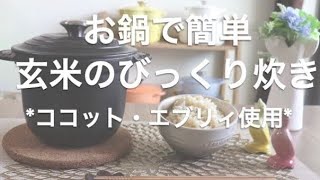 【炊飯】お鍋で簡単！玄米のびっくり炊き【ココット・エブリィ】