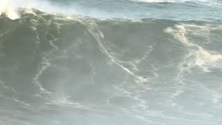 This year's first big session of giant waves surfing in Nazaré