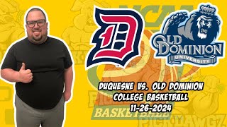 Duquesne vs. Old Dominion 11/26/24 Free College Basketball Picks and Predictions  | NCAAB Pick