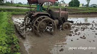 ఫుల్ వాటర్ లో మడికట్టు , గొర్రు కొట్టడం tractor gorru telugu Excellent Mud Leveling In Paddy Field