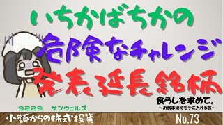 第73回：昨年末購入した、いちかばちかの危険なチャレンジ、決算発表大幅延長銘柄