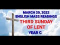 20 MARCH 2022 ENGLISH MASS READINGS / THIRD SUNDAY OF LENT / YEAR C