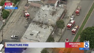 Strip mall fire draws large response from firefighters in L.A. County