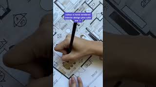 interior design floor plan | hand drawn marker render | interior design student