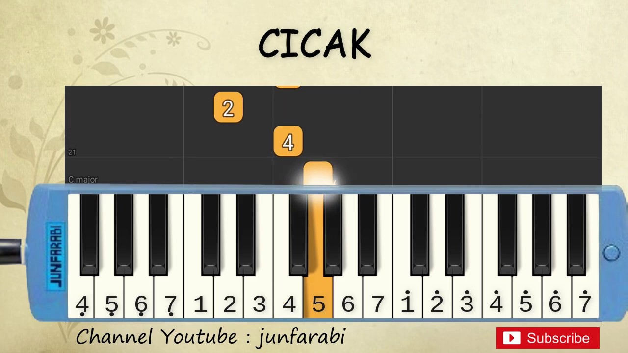 Not Pianika Cicak - Tutorial Belajar Pianika Lagu Anak - Not Angka ...