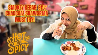 World-Famous Aladdin Shawarma Review |🌶️ Smokey Kebab \u0026 99₹ Charcoal Shawarma Must-Try!