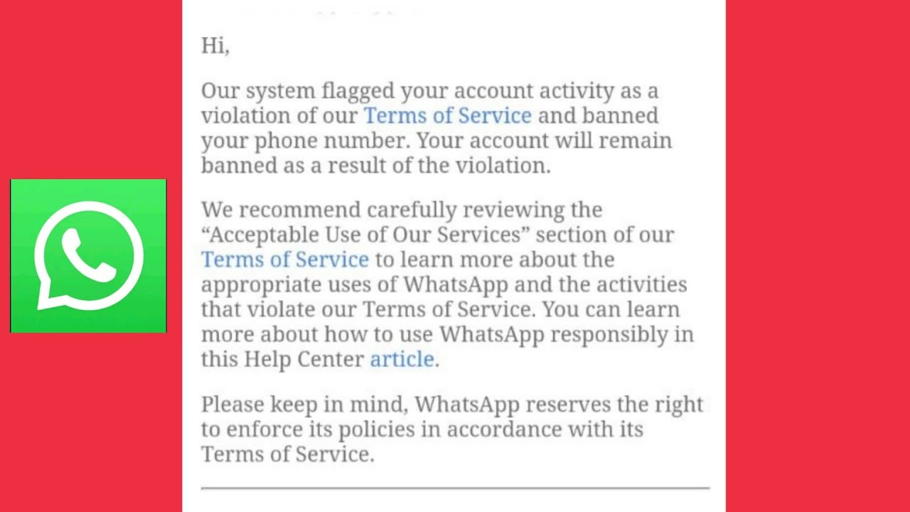 WhatsApp Banned Mail Our System Flagged Your Account Activity As A ...