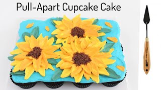 Pull Apart Sunflower Cupcake Cake Buttercream Pallet Knife Tutorial Cupcake Collaboration with Lori!