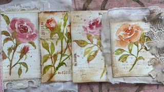 Watercolour roses, vintage ephemera