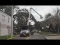 Crews working through the storm in St. Augustine to remove fallen trees from power lines