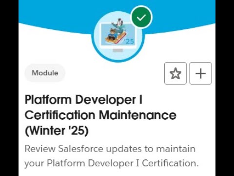 Platform Developer I Certification Maintenance Winter 25 All
