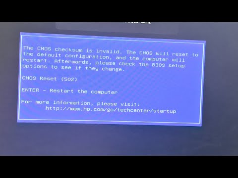 The  Cmos Checksum is  | Cmos Reset 502 | Bios  Setup  Update HP 280 G4 MT