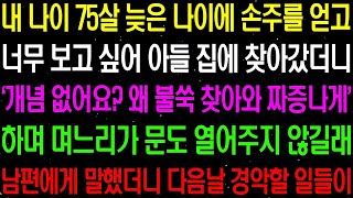 실화사연- 75살 늦은 나이에 손주를 얻고 너무 보고 싶어 찾아갔더니 '개념 없어요? 왜 불쑥 찾아와요 짜증나게' 하며 문도 안열어 주는데/ 라디오사연/ 썰사연/사이다사연/감동사연