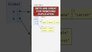 remove duplicates using a python set - pythontutor.com
