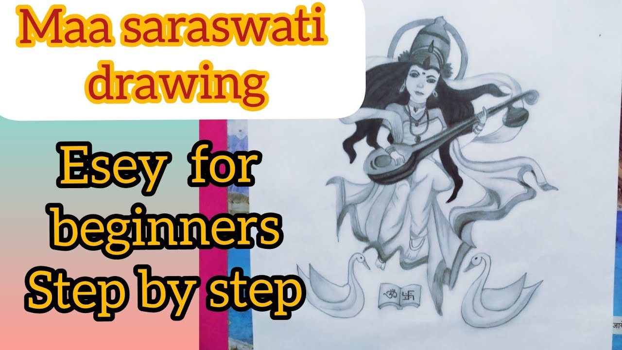 How To Draw Saraswati Mata Step By Step Esey| How To Draw Saraswati ...