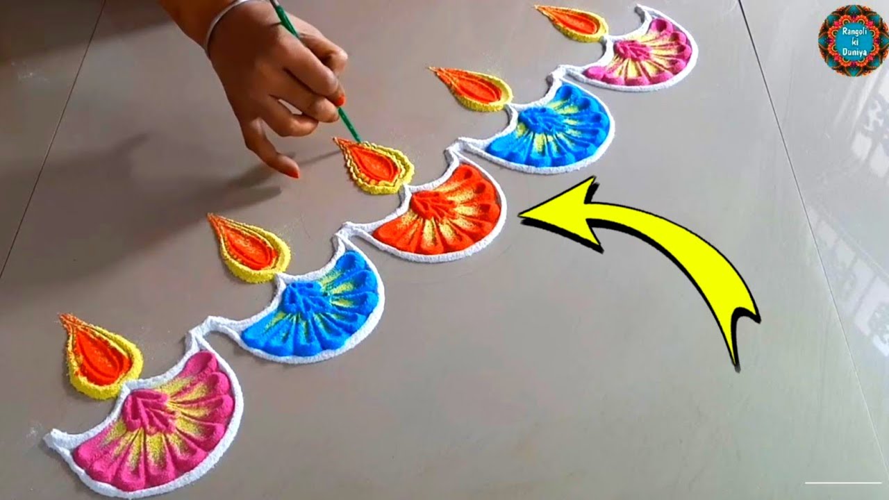 5 Minutes Rangoli Design / Festival Rangoli For Beginners /Diwali ...