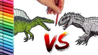 Spinosaur VS Indominus Rex Color Pages - Learn to Draw and Paint Dinosaurs From Jurassic World