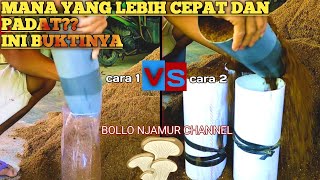 Cara membuat baglog media jamur tiram atau cara memasukkan serbuk gergaji kedalam plastik baglog