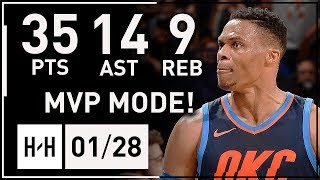 Russell Westbrook MVP Full Highlights Thunder vs Sixers (2018.01.28) - 37 Pts, 14 Assists, 9 Reb!