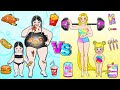 DIY Paper Doll | Fat And Strong Mother And Daughter Rainbow Vs Muscle EXTREME Makeover |Dolls Beauty