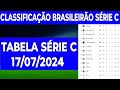 TABELA DO CAMPEONATO BRASILEIRO SÉRIE C | CLASSIFICAÇÃO DO BRASILEIRÃO SÉRIE C 2024 - 17/07/2024