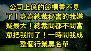 公司上億的競標書不見了！身為總裁秘書的我嫌疑最大！總裁問都不問當眾把我開了！一時間我成整個行業黑名單