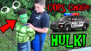 BEST COP CAR CHASES HULK! COP KIDS FIND HULK GOING CRAZY!