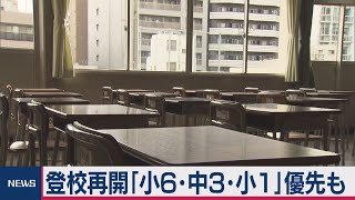 文科省が休校解除の選択肢明示 小1・小6・中3 先行案示す方針